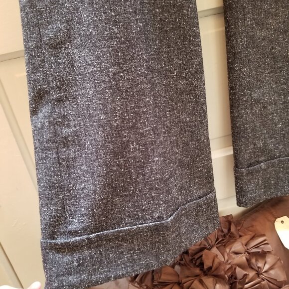 CAbi Charcoal Grey Tweed Flecked Wide Legged Cuffed Trousers Style  # 230 * Size - Picture 5 of 14